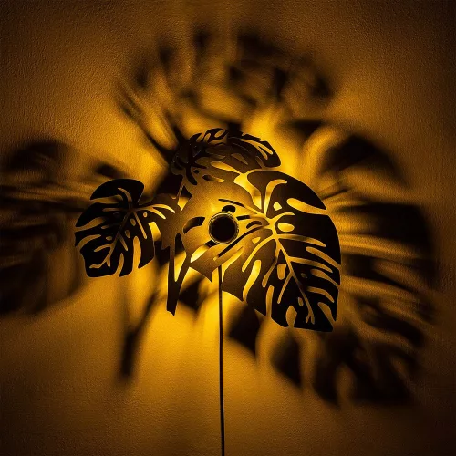 Stylish black wall lamp, 51 x 47 x 9 cm | 100% metal, 40 W, IP20 | 200 cm cable with on/off switch | Versatile lighting for modern interior design, living room, bedroom and office spaces