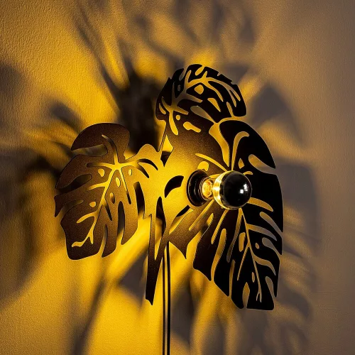 Stylish black wall lamp, 51 x 47 x 9 cm | 100% metal, 40 W, IP20 | 200 cm cable with on/off switch | Versatile lighting for modern interior design, living room, bedroom and office spaces