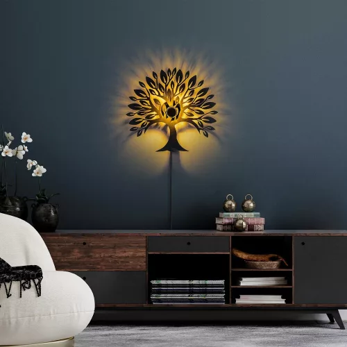 Stylish black wall lamp, 50 cm x 46 cm x 9 cm | 100% metal, 40 W, IP20 | 200 cm cable with on/off switch | Versatile lighting for modern interior and office spaces, elegant and functional design