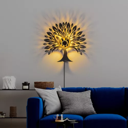 Stylish black wall lamp, 50 cm x 46 cm x 9 cm | 100% metal, 40 W, IP20 | 200 cm cable with on/off switch | Versatile lighting for modern interior and office spaces, elegant and functional design
