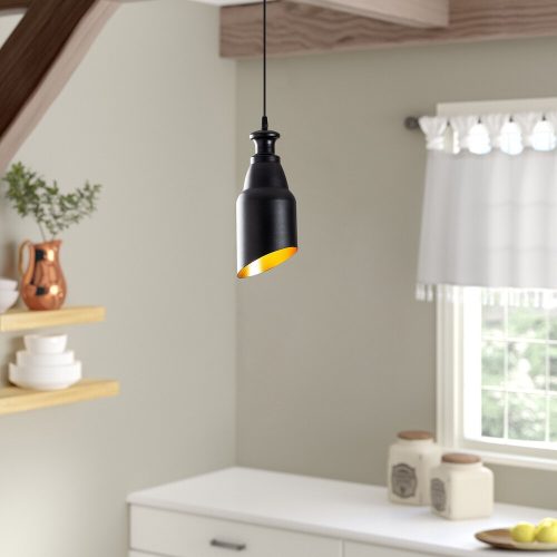 Industrial Scandinavian Chandelier, Black Metal Body, 13 x 13 cm, Height 126 cm, 90 cm Cable, E27 Socket Max 40W, Stylish Lighting for Modern Home & Office Spaces, Elegant & Functional Design