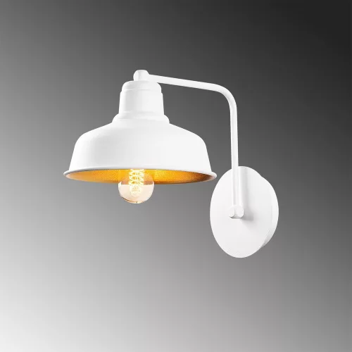 Scandinavian wall lamp, white metal housing, 19 x 27 cm, height: 24 cm | E27 socket, max 40W | Stylish and functional lighting for modern interior design, IP20 rating, perfect for living room and bedroom