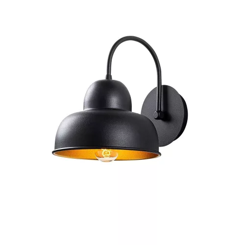 Industrial Scandinavian wall lamp, black metal housing, 20 x 27 cm, height 24 cm | E27 socket, max 40W | Stylish and functional lighting for modern interior design, perfect for living room and bedroom