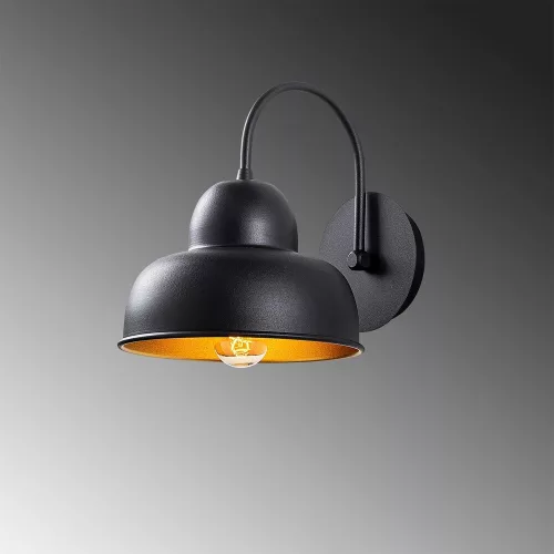 Industrial Scandinavian wall lamp, black metal housing, 20 x 27 cm, height 24 cm | E27 socket, max 40W | Stylish and functional lighting for modern interior design, perfect for living room and bedroom
