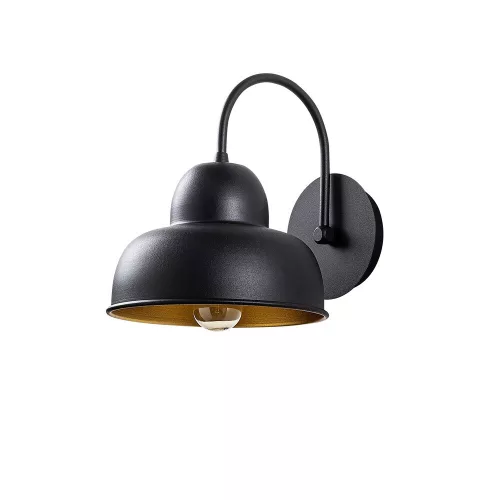 Industrial Scandinavian wall lamp, black metal housing, 20 x 27 cm, height 24 cm | E27 socket, max 40W | Stylish and functional lighting for modern interior design, perfect for living room and bedroom