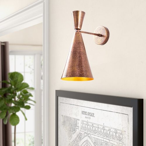 Elegant Gold Wall Lamp, Metal Body, 19 x 25 cm, Height: 39 cm | E27 Socket, Max 40W | Glam & Scandinavian Design, Perfect for Living Room, Bedroom, or Office Decor | IP20 Rated for Indoor Use