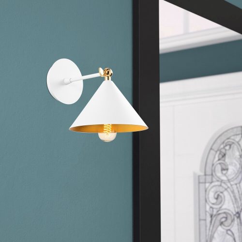 Scandinavian Wall Lamp, White Metal Body, 19 x 26 cm, Height: 20 cm | E27 Socket, Max 40W | Stylish & Functional Lighting for Modern Home Decor, IP20 Rated, Perfect for Living Room & Bedroom