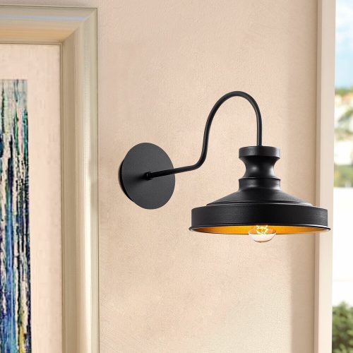 Industrial Scandinavian Wall Lamp, Black Metal Body, 22 x 42 cm, Height: 23 cm, E27 Socket Max 40W, IP20 Rated | Stylish Lighting for Modern Home Decor & Workspaces, Durable & Elegant Design