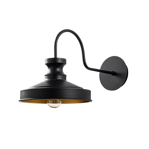 Industrial Scandinavian wall lamp, black metal housing, 22 x 42 cm, height: 23 cm, E27 socket Max 40W, IP20 rating | Stylish lighting for modern interior design and work areas, durable and elegant design