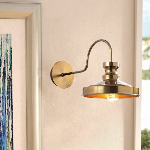 Elegant Gold Wall Lamp, Metal Body, 22 x 42 cm, Height: 23 cm | E27 Socket, Max 40W | IP20 Rated | Perfect for Glam & Scandinavian Decor, Stylish Lighting for Living Room & Bedroom