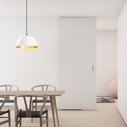 Scandinavian Chandelier, White Iron Body, 30 x 30 cm, Height 111 cm, 90 cm Cable, E27 Socket Max 40W, Elegant & Modern Design for Home Decor, Perfect for Living Room & Dining Areas