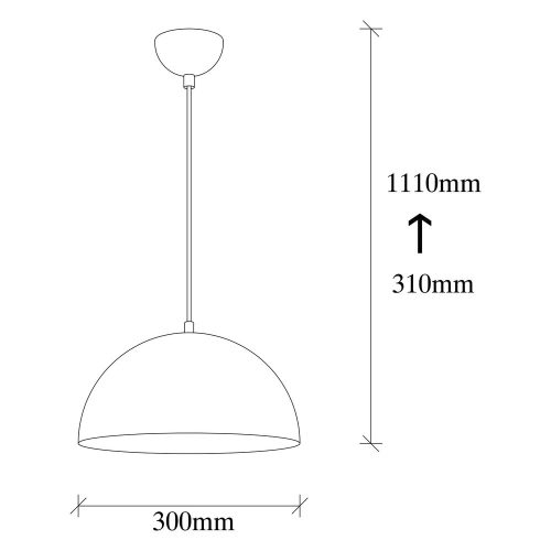 Scandinavian chandelier, white iron body, 30 x 30 cm, height 111 cm, cable 90 cm, E27 socket max 40 W, elegant and modern design for home decoration, perfect for living room and dining room