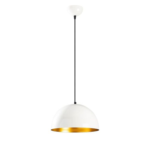 Scandinavian chandelier, white iron body, 30 x 30 cm, height 111 cm, cable 90 cm, E27 socket max 40 W, elegant and modern design for home decoration, perfect for living room and dining room