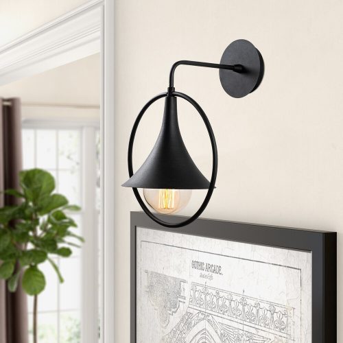Industrial Black Wall Lamp, Metal Body, 25 x 29 cm, Height: 38 cm | E27 Socket, Max 40W | IP20 Rated | Scandinavian Design for Modern Home Decor, Elegant & Functional Lighting Solution