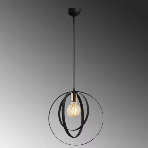 Scandinavian style chandelier, black metal body, 35 cm diameter x 131 cm height | Adjustable height, E27 socket (max. 40W) | Elegant lighting for modern interior design and dining rooms