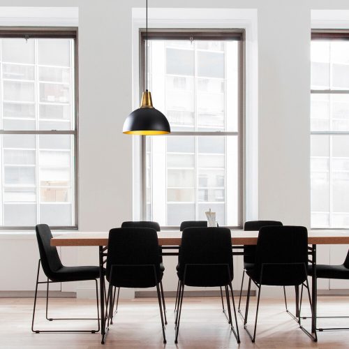 Elegant Black Chandelier, 30 x 30 cm, Height 124 cm | Metal Body, E27 Socket Max 40W | 90 cm Cable | Glam Scandinavian Design, Perfect for Modern Living Rooms & Dining Areas, Stylish & Functional Lighting