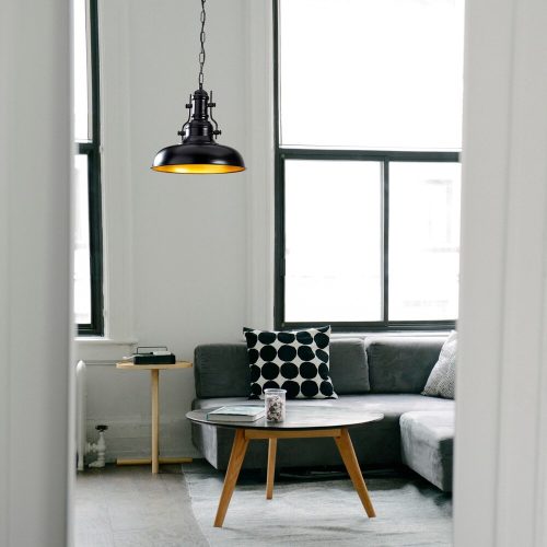 Industrial Scandinavian Chandelier, Black Metal Body, 32 x 32 cm, Height 78 cm, 90 cm Cable, E27 Socket Max 40W, Stylish Lighting for Modern Home & Office Spaces, Elegant & Functional Design