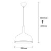 Scandinavian Chandelier, White Metal Body, 30 x 30 cm, Height 126 cm, 90 cm Cable, E27 Socket Max 40W, Elegant & Modern Design for Home Décor, IP20 Rated, Perfect for Living Room & Dining Areas