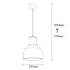 Industrial Scandinavian Chandelier, Black Metal Body, 25 x 25 cm, Height 129 cm, 90 cm Cable, E27 Socket Max 40W, Stylish Lighting for Modern Home & Office Spaces, Elegant & Functional Design