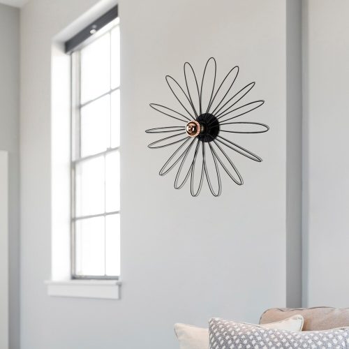 Stylish Black Wall Lamp, Metal Body, 58 x 12 x 58 cm | E27 Socket, Max 40W | IP20 Rated | Elegant Floral Design for Modern Home Decor, Perfect for Living Room & Bedroom Lighting