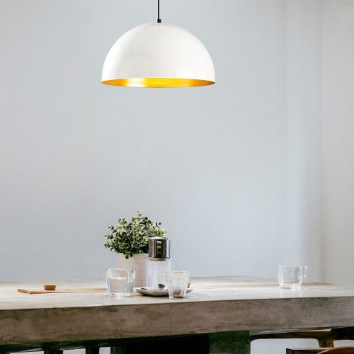 Scandinavian Chandelier, White Metal Body, 40 x 40 cm, Height 116 cm, 90 cm Cable, E27 Socket Max 40W, Elegant & Modern Design for Home Décor, IP20 Rated, Perfect for Living Room & Dining Areas