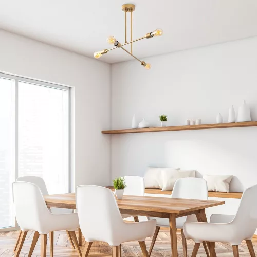 Elegant golden chandelier, diameter 70 cm, adjustable height, metal housing, 4 x E27 Max 40W, IP20 | Perfect for glamorous home decor, living room and dining room | A stylish and functional lighting solution