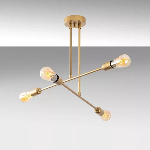Elegant golden chandelier, diameter 70 cm, adjustable height, metal housing, 4 x E27 Max 40W, IP20 | Perfect for glamorous home decor, living room and dining room | A stylish and functional lighting solution