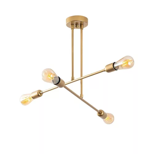 Elegant golden chandelier, diameter 70 cm, adjustable height, metal housing, 4 x E27 Max 40W, IP20 | Perfect for glamorous home decor, living room and dining room | A stylish and functional lighting solution