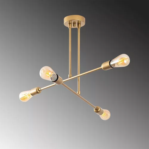 Elegant golden chandelier, diameter 70 cm, adjustable height, metal housing, 4 x E27 Max 40W, IP20 | Perfect for glamorous home decor, living room and dining room | A stylish and functional lighting solution