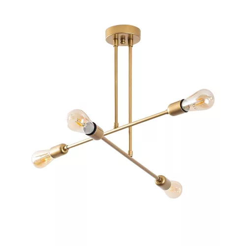 Elegant golden chandelier, diameter 70 cm, adjustable height, metal housing, 4 x E27 Max 40W, IP20 | Perfect for glamorous home decor, living room and dining room | A stylish and functional lighting solution