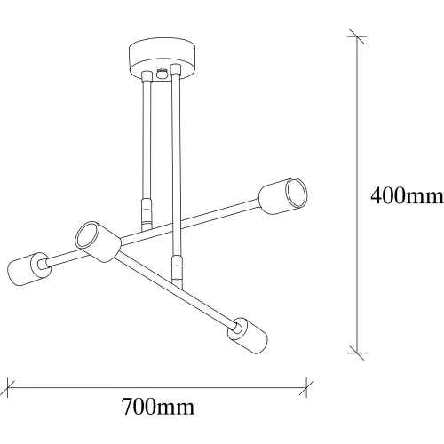 Elegant golden chandelier, diameter 70 cm, adjustable height, metal housing, 4 x E27 Max 40W, IP20 | Perfect for glamorous home decor, living room and dining room | A stylish and functional lighting solution