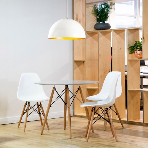 Scandinavian Chandelier, White Metal Body, 50 x 50 cm, Height 121 cm, 90 cm Cable, E27 Socket Max 40W, Elegant & Modern Design for Home Décor, IP20 Rated, Perfect for Living Room & Dining Areas