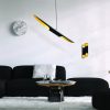 Elegant Black Chandelier, Metal Body, 100 x 8 cm, Height: 104 cm | Adjustable Height, 2 x E14 Max 40W | Glam Scandinavian Design for Modern Spaces