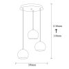 Scandinavian Chandelier, Platinum Color, 35 cm Diameter, 111 cm Height | Adjustable Height, Iron Body, 3 x E27 Max 40W | Elegant Lighting for Modern Home Décor & Dining Spaces