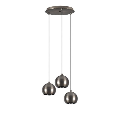 Scandinavian chandelier, Platinum color, 35 cm Diameter, 111 cm Height | Adjustable height, iron body, 3 x E27 Max 40W | Elegant lighting for modern interior design and dining rooms