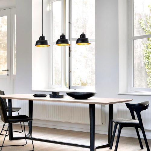 Industrial Scandinavian Chandelier, Black Metal Body, 70 x 40 cm, Height: 111 cm, Adjustable, 3 x E27 Max 40W, IP20 | Stylish Lighting for Modern Homes & Offices, Elegant & Functional Design