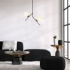 Industrial Scandinavian Chandelier, Black Metal Body, 43 x 15 cm, Height: 74 cm | 2 x E27 Max 40W | Elegant Glass Cap, IP20 | Perfect for Modern Living Spaces & Dining Areas