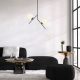 Industrial Scandinavian Chandelier, Black Metal Body, 43 x 15 cm, Height: 74 cm | 2 x E27 Max 40W | Elegant Glass Cap, IP20 | Perfect for Modern Living Spaces & Dining Areas