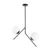 Industrial Scandinavian Chandelier, Black Metal Body, 43 x 15 cm, Height: 74 cm | 2 x E27 Max 40W | Elegant Glass Cap, IP20 | Perfect for Modern Living Spaces & Dining Areas