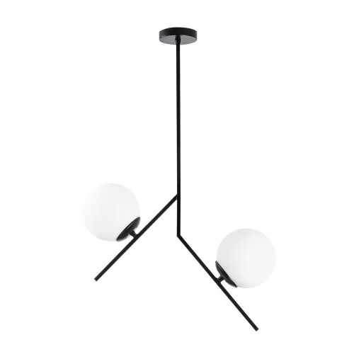 Industrial Scandinavian chandelier, black metal body, 43 x 15 cm, height: 74 cm | 2 x E27 Max 40W | Elegant glass cap, IP20 | Perfect for modern living spaces and dining rooms