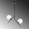 Industrial Scandinavian Chandelier, Black Metal Body, 43 x 15 cm, Height: 74 cm | 2 x E27 Max 40W | Elegant Glass Cap, IP20 | Perfect for Modern Living Spaces & Dining Areas