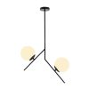 Industrial Scandinavian Chandelier, Black Metal Body, 43 x 15 cm, Height: 74 cm | 2 x E27 Max 40W | Elegant Glass Cap, IP20 | Perfect for Modern Living Spaces & Dining Areas