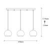 Elegant Scandinavian Chandelier, Platinum Color, 65 x 15 cm, Height: 111 cm | Metal Body, Adjustable Height, 3 x E27 Max 40W | Perfect for Glam Home Décor & Modern Living Spaces