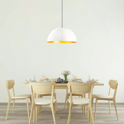 Scandinavian Chandelier, White Metal Body, 60 x 60 cm, Height 126 cm, 90 cm Cable, E27 Socket Max 40W, Elegant & Modern Design for Home Décor, IP20 Rated, Perfect for Living Room & Dining Areas