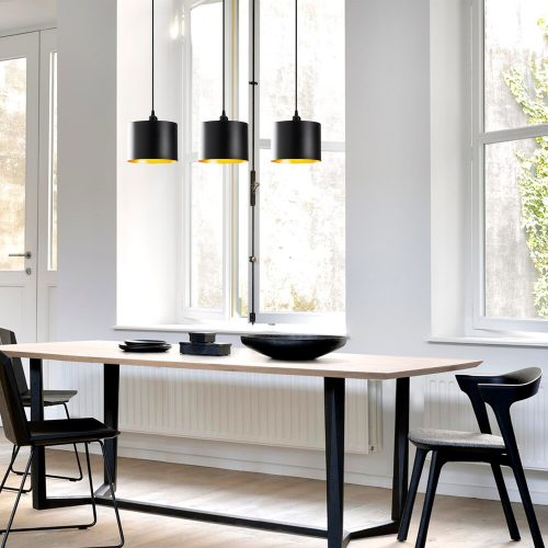 Industrial Scandinavian Chandelier, Black Metal Body, 70 x 20 cm, Height 110 cm, Adjustable, 3 x E27 Max 40W, IP20 | Stylish Lighting for Modern Homes, Perfect for Dining & Living Spaces