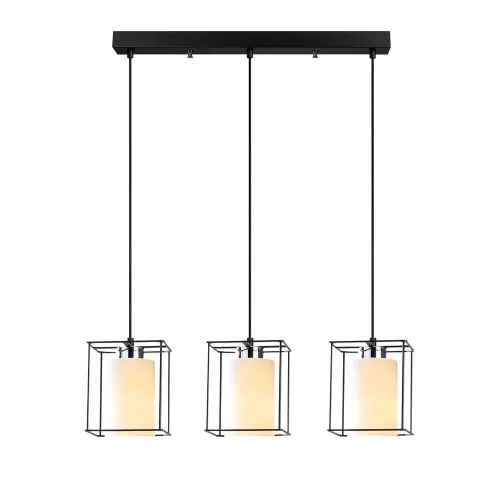 Scandinavian style chandelier, black iron body, diameter 65 cm, height 113 cm | Adjustable height, 3 x E27 Max 40W | Elegant lighting for modern interior design and dining rooms, IP20 rating