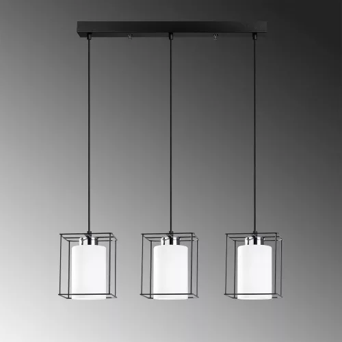 Scandinavian style chandelier, black iron body, diameter 65 cm, height 113 cm | Adjustable height, 3 x E27 Max 40W | Elegant lighting for modern interior design and dining rooms, IP20 rating