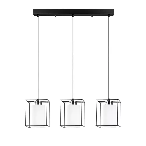 Scandinavian style chandelier, black iron body, diameter 65 cm, height 113 cm | Adjustable height, 3 x E27 Max 40W | Elegant lighting for modern interior design and dining rooms, IP20 rating