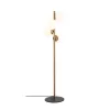 Scandinavian floor lamp, gold metal housing, 130 cm high, 32 x 32 cm base, 4 x E27 sockets (max. 40 W), elegant glass cap, 200 cm cable length, stylish lighting for modern interior design and living spaces