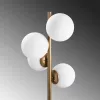 Scandinavian floor lamp, gold metal housing, 130 cm high, 32 x 32 cm base, 4 x E27 sockets (max. 40 W), elegant glass cap, 200 cm cable length, stylish lighting for modern interior design and living spaces